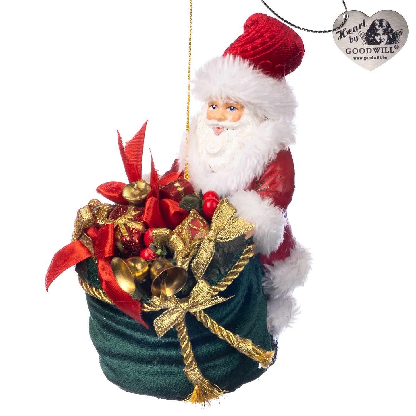 Santa with gift bag ornament