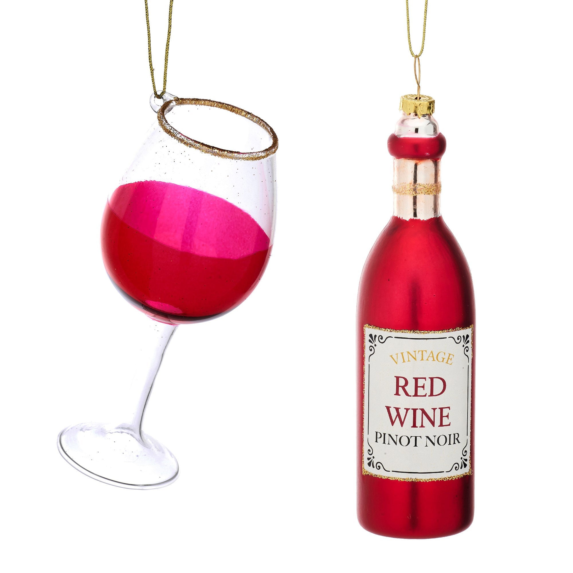 Christmas Cheer Red Wine And Glass Shaped Bauble - ნაკრები 2