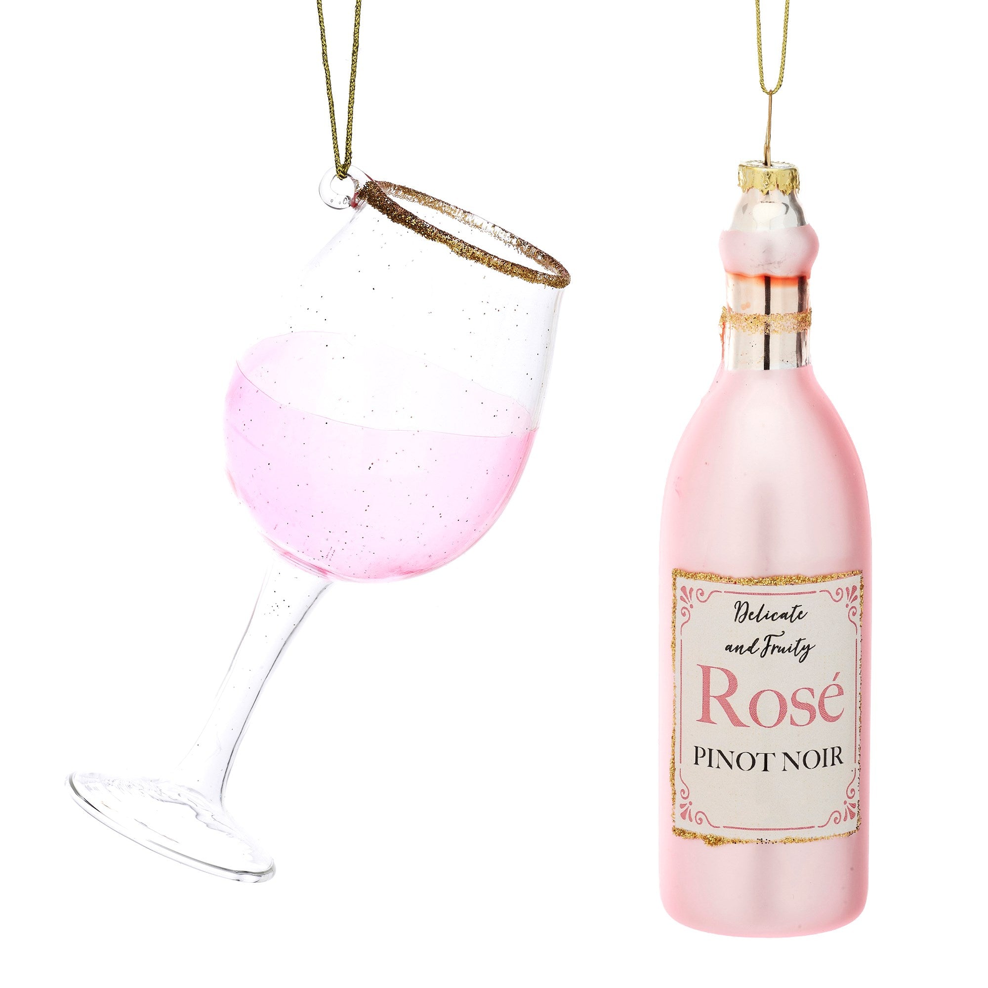 Christmas Cheer Rosé And Glass Shaped Bauble - ნაკრები 2