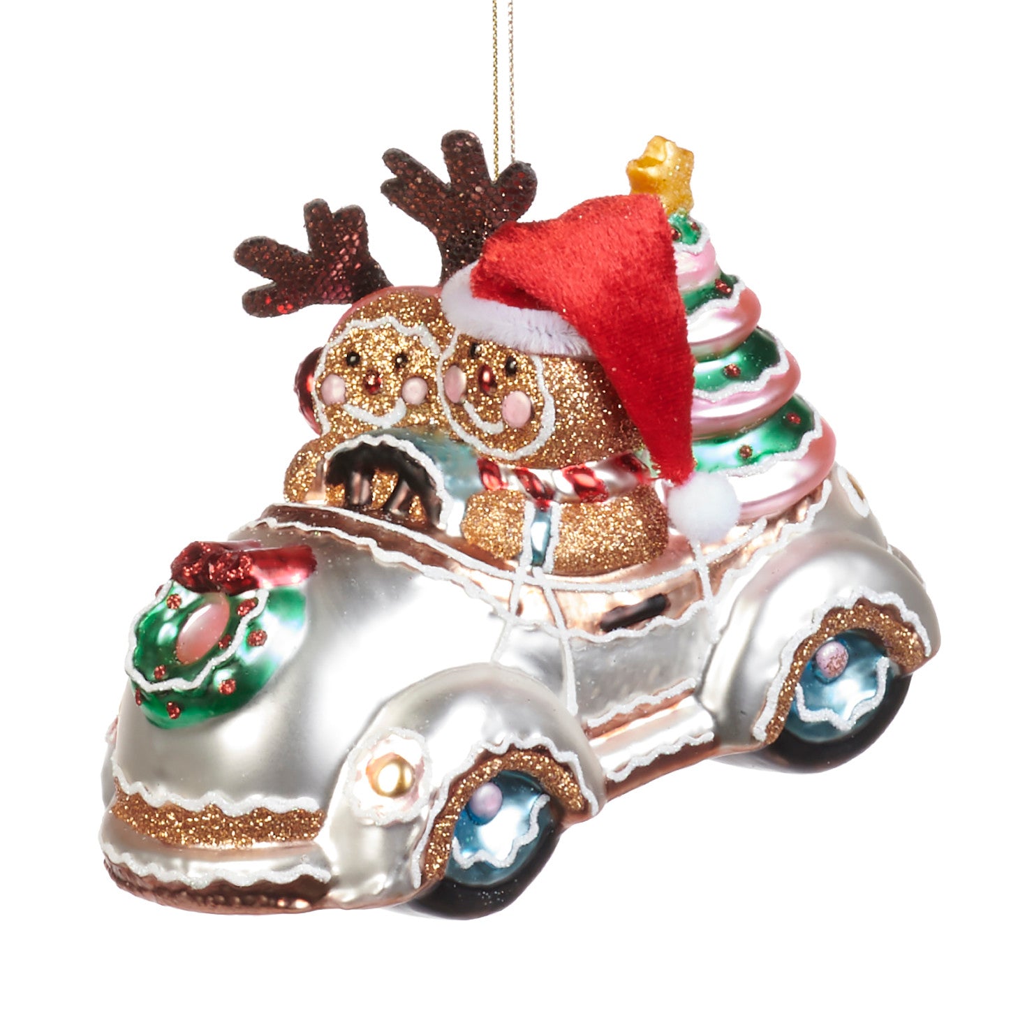 GLaSS XMAS GINGERBRead IN CAR ORNament